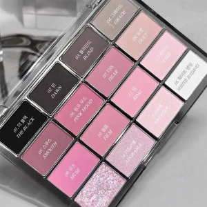 Cosméticos e outros produtos de beleza Paleta de Sombras Coreana – Matte, Perolada e Brilhante, 16 Cores Duradouras em Marrom e Rosa | Loja dos Cabelos