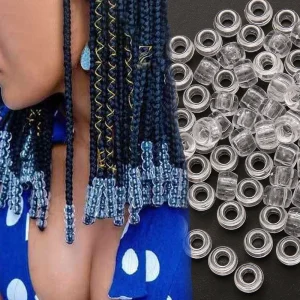 Cosméticos e outros produtos de beleza 50/100 Unidades de Miçangas Transparentes 4mm para Dreadlocks e Tranças Jumbo – Acessórios para Cabelo e Ferramenta de Estilo | Loja dos Cabelos