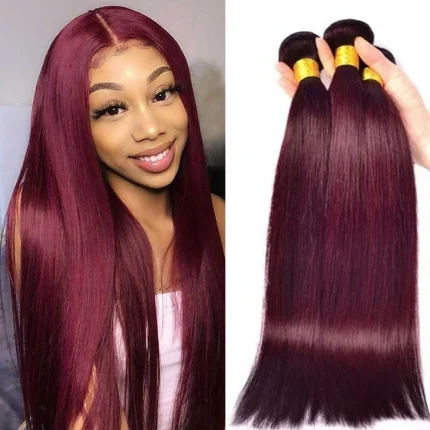 Cosméticos e outros produtos de beleza Extensão de Cabelo Humano Remy Tecido – Vinho Tinto #99J, Liso, Longo (16-28′), Virgem e Não Processado, Cabelo Brasileiro | Loja dos Cabelos