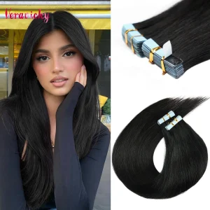 Extensões de cabelo Natural Extensões de Cabelo Humano com Fita Adesiva – Remy, Trama Invisível, 20 Peças (16-24 Polegadas) para Cabelos Finos | Loja dos Cabelos