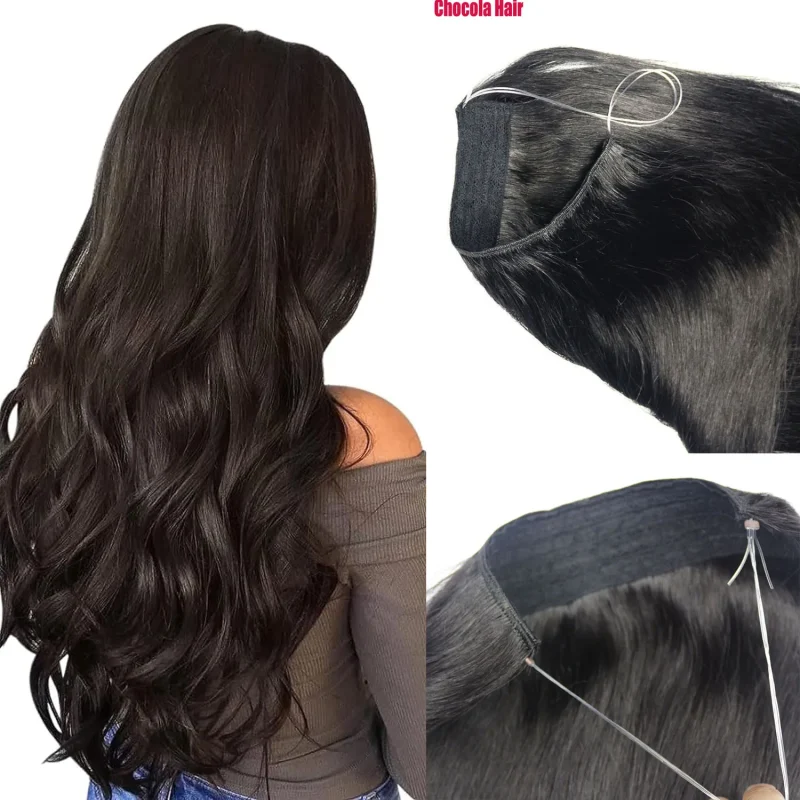 Extensões de cabelo Natural Extensão de Cabelo Humano Halo com Fio Transparente Ajustável | Loja dos Cabelos