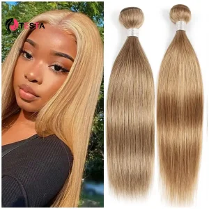 Extensões de cabelo Natural Extensões de Cabelo Humano Brasileiro #8 Cinza Loiro – Liso, 100% Remy, Trama Dupla, Pacotes de 2/3/4 Unidades | Loja dos Cabelos