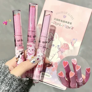 Cosméticos e outros produtos de beleza Kit Hidratante Labial – Batons Gege, Urso, Jardim, Rosa e Coelho, Coloridos e Sólidos | Loja dos Cabelos