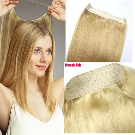 Extensões de cabelo Natural Extensão de Cabelo Humano Remy Brasileiro com Fio Invisível Ajustável – Sem Presilhas, Modelo Halo | Loja dos Cabelos