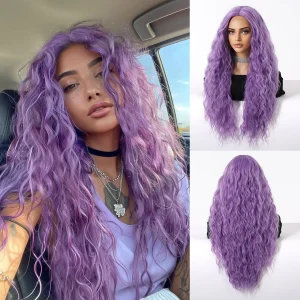 Perucas Peruca Sintética Longa Encaracolada Roxa – Cabelo Ondulado, 26 Polegadas, Alta Qualidade, Para Festa e Cosplay Feminino | Loja dos Cabelos