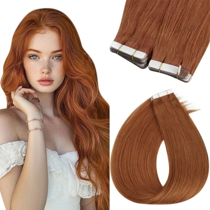 Extensões de cabelo Natural Extensões de Cabelo Humano Fita Adesiva 100% Brasileiro Remy – Cabelo Real, 12-24 Polegadas, 2.5g por Peça | Loja dos Cabelos