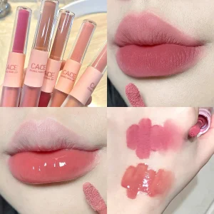 Cosméticos e outros produtos de beleza Batom Fosco e Brilhante 2 em 1 – Efeito Matte e Gloss para Lábios Sedutores | Loja dos Cabelos