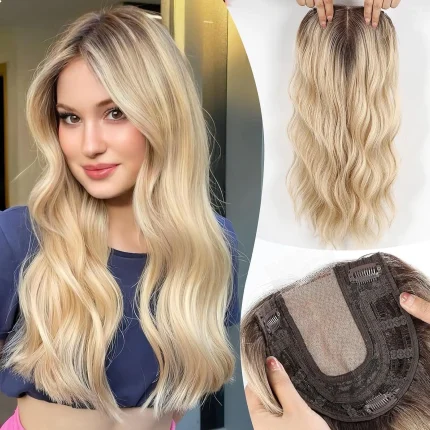 Perucas Compre Topper de Cabelo Sintético Ondulado Loiro Ombre com B | Loja dos Cabelos