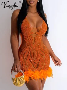 Vestidos de Cerimónia Compre Vestido Midi Feminino com Lantejoulas – Sexy e Elegan | Loja dos Cabelos