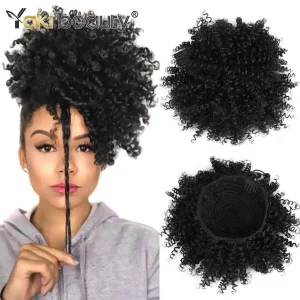 Rabo de Cavalo Coque Afro Puff Encaracolado Curto 12 Polegadas com Cordão – Extensão de Cabelo Cacheado Postiço para Mulheres | Loja dos Cabelos