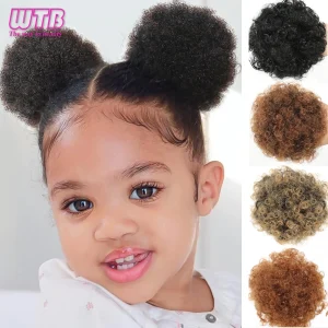 Extensões de cabelo Sintético Aplique Afro Puff Pequeno – Coque Sintético Cacheado para Crianças | Loja dos Cabelos