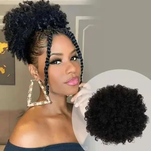 Rabo de Cavalo Aplique Rabo de Cavalo Afro Puff Sintético com Cordão – Cabelo Curto Encaracolado Tipo Kinky | Loja dos Cabelos