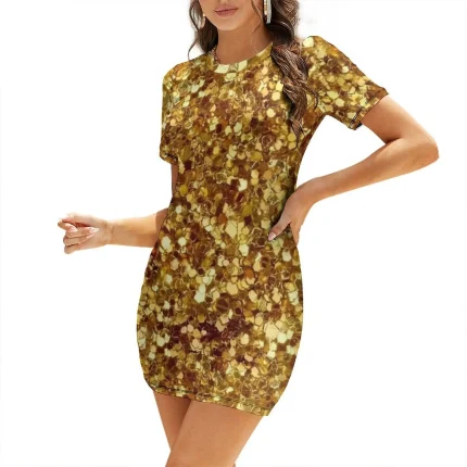 Vestidos de Cerimónia Compre Vestido Xadrez Dourado com Brilhos – Estilo Anos 70 p | Loja dos Cabelos