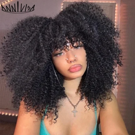 Perucas Compre Peruca Afro Curta e Encaracolada com Franja para Mulh | Loja dos Cabelos