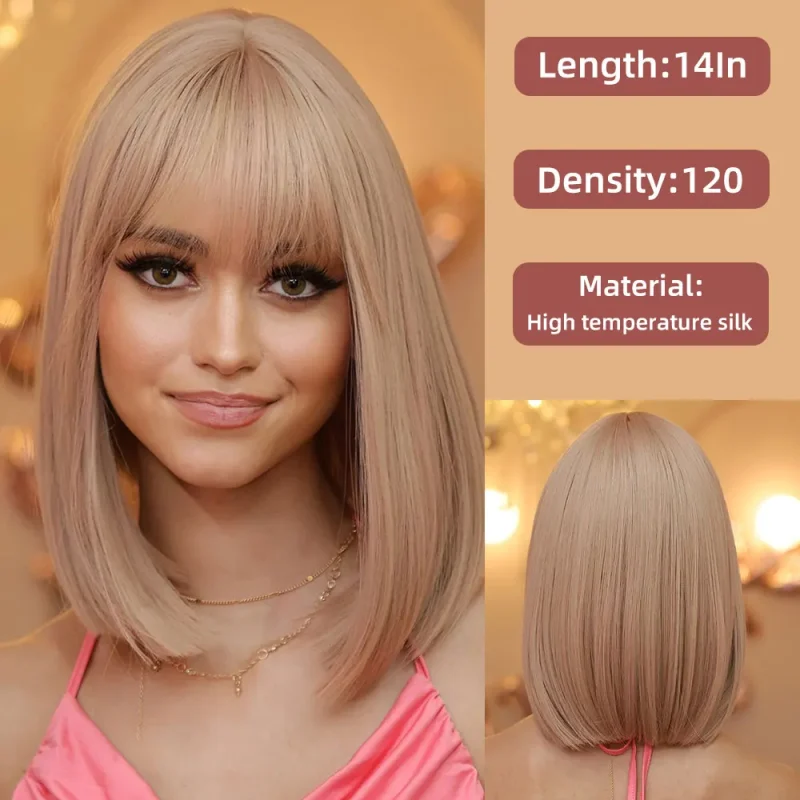 Perucas Compre Peruca Feminina Castanho Mel com Franja Bob – Sintéti | Loja dos Cabelos