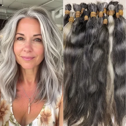 Extensões de cabelo Natural Compre Extensão de Cabelo Humano Virgem Cinza Natural 100% | Loja dos Cabelos
