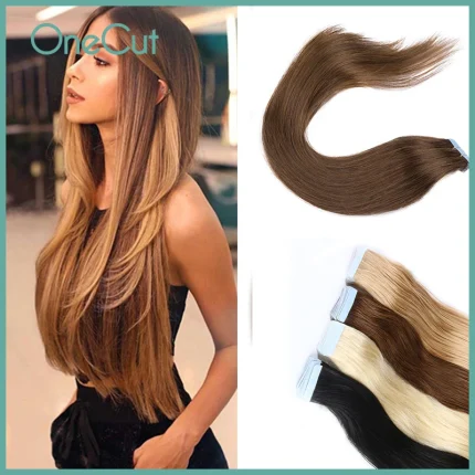 Extensões de cabelo Natural Compre Extensões de Cabelo Humano Liso com Fita Invisível – | Loja dos Cabelos
