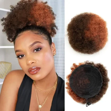 Extensões de cabelo Natural Compre Afro Puff Kinky Curly com Cordão – Aplique de Coque 1 | Loja dos Cabelos