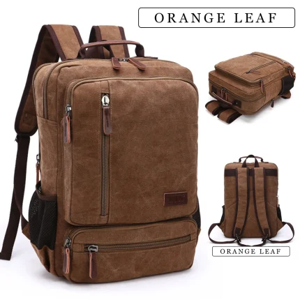 Compre Mochila Masculina de Lona Vintage Grande Capacidade –