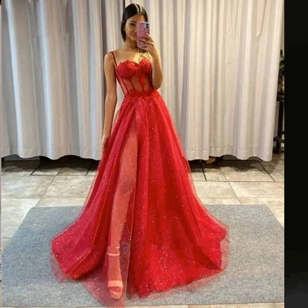 kf-S54a6562825a14dcfb98e2e8174250470b-Vestido-brilhante-de-tule-Decote-em-V-Sem-al-as-A-Line-fenda-lateral-alta-vestido