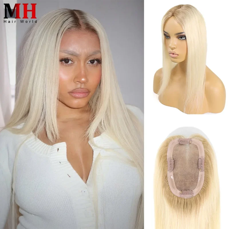 Extensões de cabelo Natural Compre Topper de Cabelo Humano Remy 16 Polegadas Liso, Loiro | Loja dos Cabelos