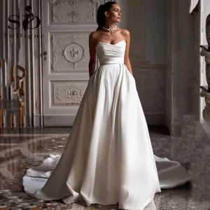 Vestidos de Cerimónia Compre Vestido de Noiva Simples com Decote Coração e Saia Pl | Loja dos Cabelos