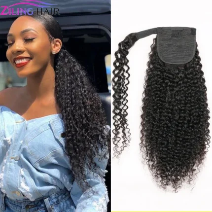 Rabo de Cavalo Rabo de Cavalo Encaracolado para Mulheres Negras – Extensão de Cabelo Humano Brasileiro 120g com Envoltório e Clipe | Loja dos Cabelos