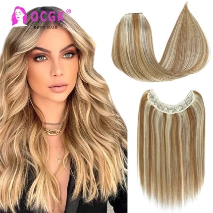 Extensões de cabelo Natural Extensão de Cabelo Humano Liso em Clip V – Cabelo Brasileiro 120g com 5 Presilhas Seguras (1 Peça) | Loja dos Cabelos