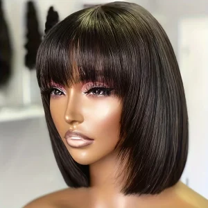 Perucas Compre Peruca Bob Curta Reta com Franja de Cabelo Humano | Loja dos Cabelos