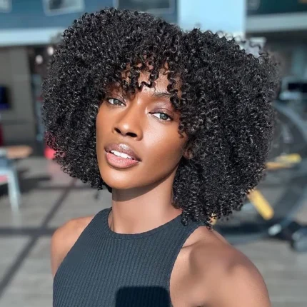 Perucas Compre Peruca Curta Encaracolada Afro 4A Kinky de Cabelo Hum | Loja dos Cabelos