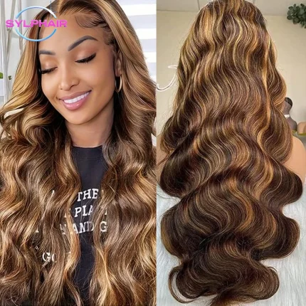 Perucas Peruca Frontal de Renda HD 13×6 Cabelo Humano com Mechas Mel – Onda Corporal, Pré-Cortada, Sem Cola, para Mulheres | Loja dos Cabelos