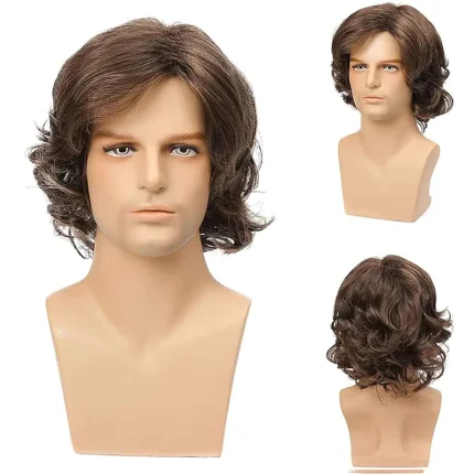 Perucas Compre Peruca Masculina Sintética Marrom Curta Encaracolada | Loja dos Cabelos