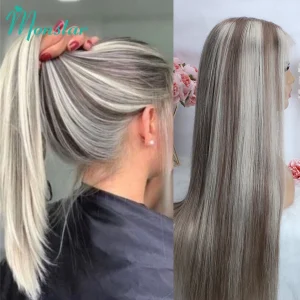 Perucas Compre Peruca Loira com Mechas Cinza 13×6 HD – Cabelo Humano | Loja dos Cabelos