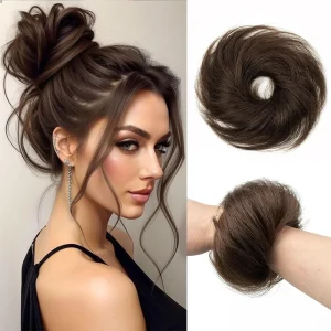 Extensões de cabelo Natural Coque Elegante com Cordão para Mulheres – Aplique Chignon de 30g com Cabelo Humano Remy Natural, Fácil de Usar | Loja dos Cabelos