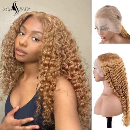 Perucas Peruca Loira de Cabelo Humano 36 Polegadas com Frente de Renda 13×6 e Onda Profunda – Alta Densidade 250% | Loja dos Cabelos