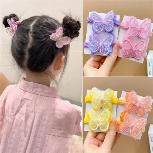Bolsas e acessórios Kit 2 Laços de Cabelo com Lantejoulas Borboleta para Meninas – Elástico Infantil para Rabo de Cavalo | Loja dos Cabelos