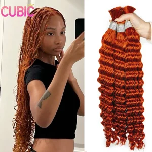 Extensões de cabelo Natural Cabelo Humano Brasileiro Remy 100% – Feixes Ondulados Profundos para Tranças Boho, Textura Encaracolada Onda de Água, 16 a 28 Polegadas | Loja dos Cabelos