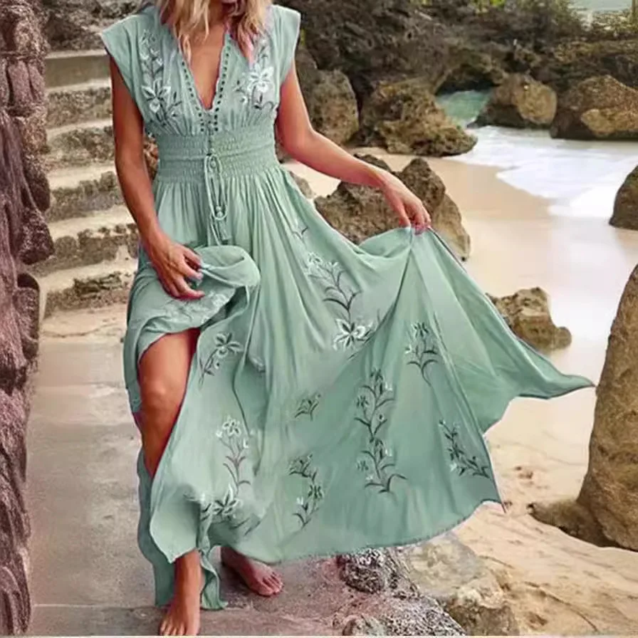 Comprar Vestidos de Cerimónia Compre Vestido Maxi Feminino Boho Estampado de Verão – Decot na Loja dos Cabelos – Entrega Rápida! Vestidos de Cerimónia Compre Vestido Maxi Feminino Boho Estampado de Verão – Decot | Loja dos Cabelos