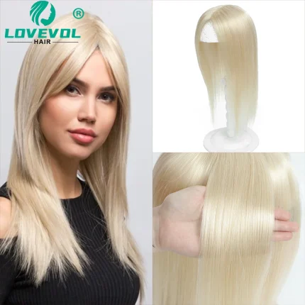 Extensões de cabelo Natural Topper de Cabelo 100% Humano para Mulheres com Cabelos Finos – Base em Pele Natural 7x10cm, Trama de 30 a 45cm para Volume | Loja dos Cabelos