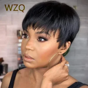 Perucas Peruca Curta Pixie Sem Cola para Mulheres – Cabelo Humano Brasileiro Natural, Pronta para Usar | Loja dos Cabelos