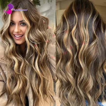 Perucas Peruca Mel Loira Balayage com Lace Frontal, Base de Seda, Full Lace ou 360 – Cabelo Humano para Mulheres | Loja dos Cabelos