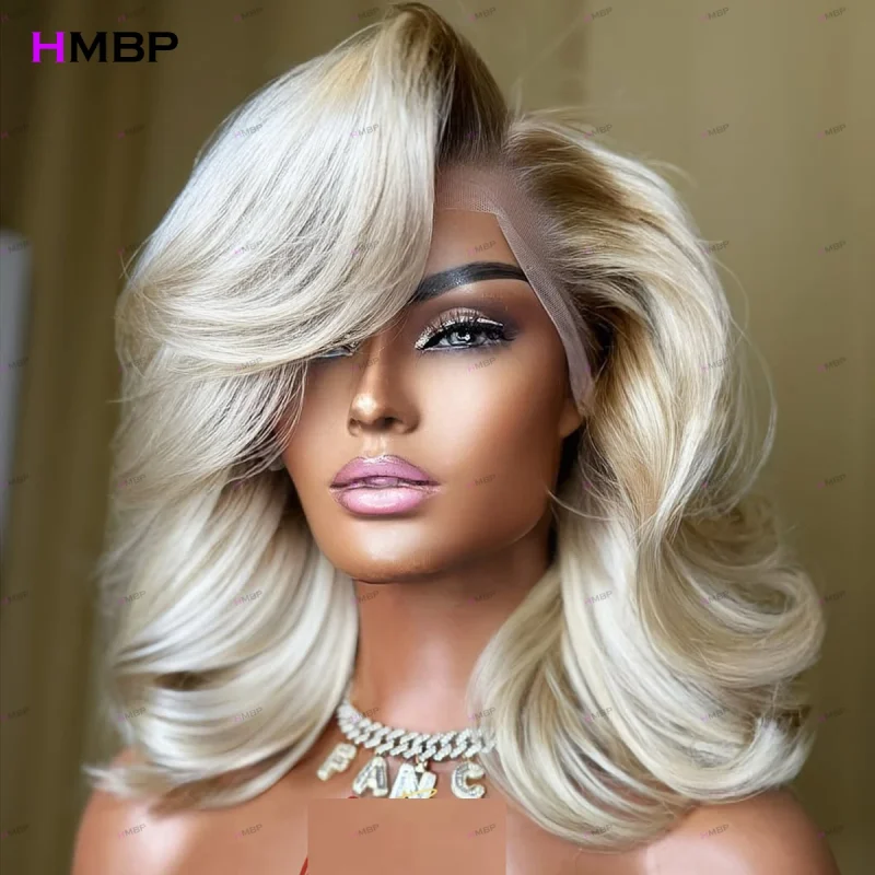Perucas Peruca Frontal de Cabelo Humano Brasileiro Ondulado 13×4 HD sem Cola – Cor Enraizada, Pré-Cortada e Pronta para Uso | Loja dos Cabelos