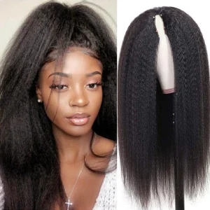 Perucas Compre Peruca V-Part de Cabelo Humano Liso Afro Kinky 180% d | Loja dos Cabelos