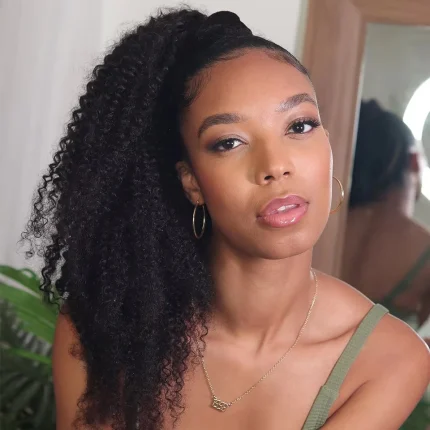 Rabo de Cavalo Rabo de Cavalo Afro Kinky Cacheado com Cabelo Humano Remy Brasileiro – Extensão com Cordão e Clipe, Marrom Escuro, para Mulheres Negras | Loja dos Cabelos