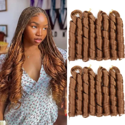 Extensões de cabelo Sintético Extensões de Cabelo Sintético Ondas Francesas Espirais 60cm Pré-Esticadas para Tranças Femininas | Loja dos Cabelos