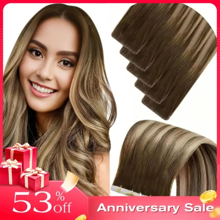Extensões de cabelo Natural Extensão de Cabelo Humano Invisível com Fita Injetada LaaVoo – Cabelo Virgem Brasileiro de Alta Qualidade | Loja dos Cabelos