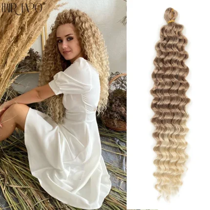 Extensões de cabelo Sintético Extensão de Cabelo Sintético Torção Profunda Ombre 22-30″ – Trança Crochê Onda Afro Macia | Loja dos Cabelos