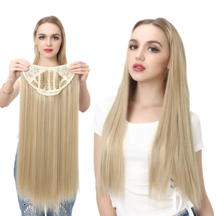 Extensões de cabelo Sintético Extensão de Cabelo Sintético com Presilha 24″ 20″ 16″ Longo Liso Loiro e Preto Natural Feminino | Loja dos Cabelos