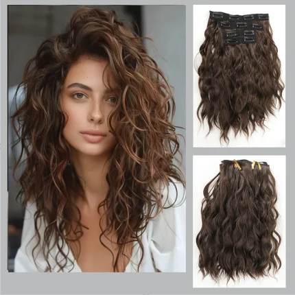 Extensões de cabelo Sintético Extensão de Cabelo Sintético Curto Ondulado Feminino 12 Polegadas para Penteados e Rabos de Cavalo | Loja dos Cabelos