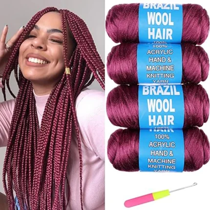 Extensões de cabelo Sintético Kit 4 Peças de Lã Sintética Brasileira para Tranças e Apliques de Cabelo | Loja dos Cabelos